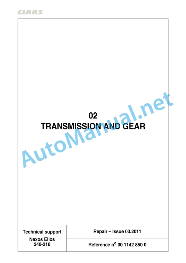 Claas Elios 200 (A28) Tractors Repair Manual EN 11 Claas Elios 200 (A28) Tractors Repair Manual EN - Image 11
