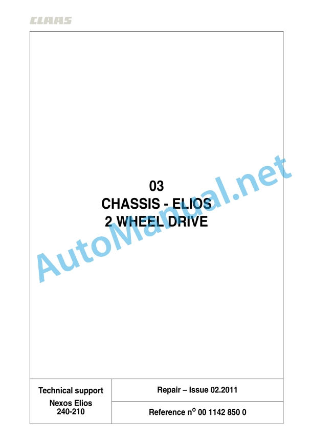 Claas Elios 200 (A28) Tractors Repair Manual EN 13 Claas Elios 200 (A28) Tractors Repair Manual EN - Image 13