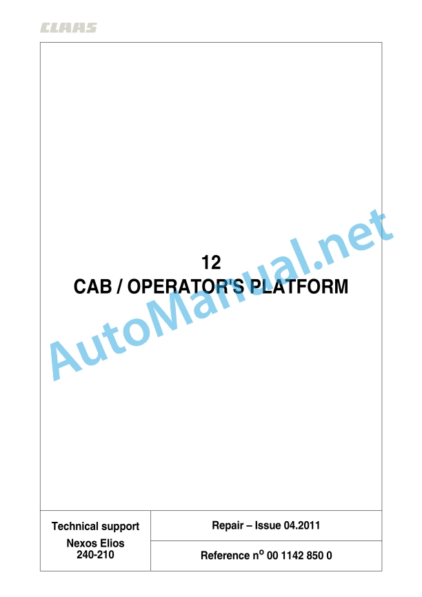 Claas Elios 200 (A28) Tractors Repair Manual EN 6 Claas Elios 200 (A28) Tractors Repair Manual EN - Image 6