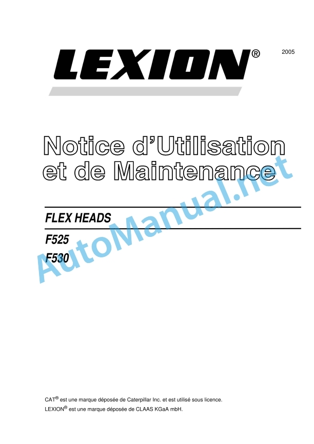 Claas F900F750F530F525F30F25F20 (438) Combines Operator Manual FR 2 Claas F900F750F530F525F30F25F20 (438) Combines Operator Manual FR - Image 2