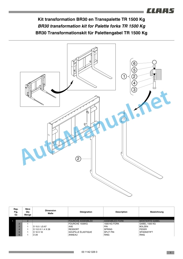 Claas Frontloader 250-40 (B91) Tractors Assembly Instruction EN 27 Claas Frontloader 250-40 (B91) Tractors Assembly Instruction EN - Image 27