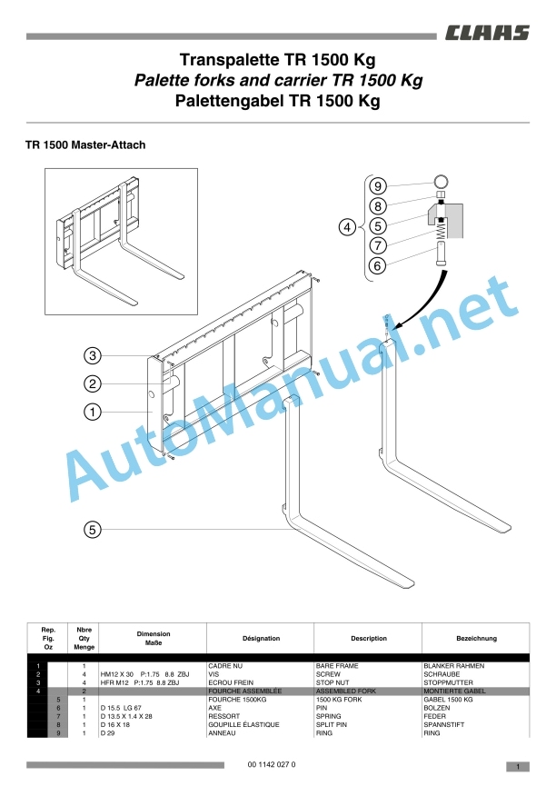 Claas Frontloader 250-40 (B91) Tractors Assembly Instruction EN 28 Claas Frontloader 250-40 (B91) Tractors Assembly Instruction EN - Image 28