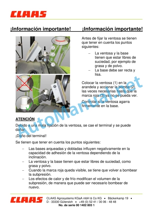 Claas Gps Pilot S3 Terminal (B82) Digital Solutions Operator Manual ES 6 Claas Gps Pilot S3 Terminal (B82) Digital Solutions Operator Manual ES - Image 6