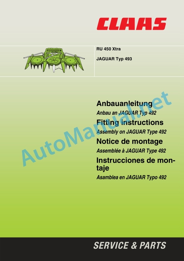 Claas Jaguar 900-830 (492) Forage Harvesters Assembly Instruction EN 41 Claas Jaguar 900-830 (492) Forage Harvesters Assembly Instruction EN - Image 41