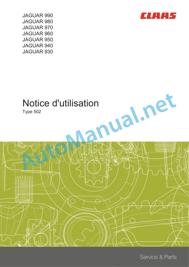 Claas Jaguar 990-930 (502) Forage Harvesters Operator Manual FR 3 Claas Jaguar 990-930 (502) Forage Harvesters Operator Manual FR - Image 3
