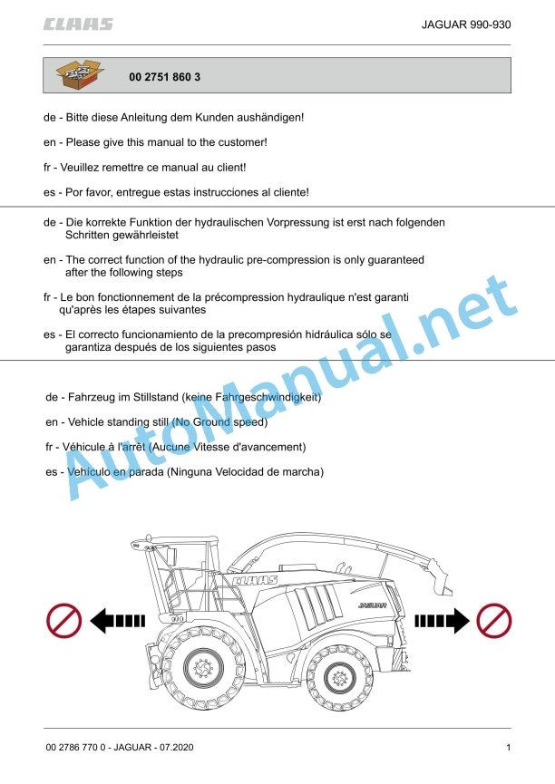 Claas Jaguar 990 960 Terra Trac (499) Forage Harvesters Assembly Instruction EN 69 Claas Jaguar 990 960 Terra Trac (499) Forage Harvesters Assembly Instruction EN - Image 69