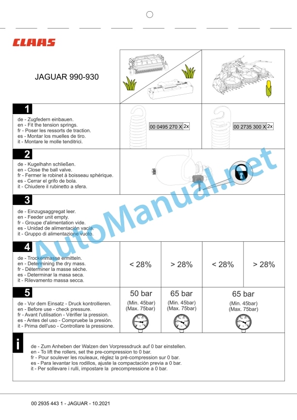 Claas Jaguar 990 960 Terra Trac (499) Forage Harvesters Assembly Instruction EN 72 Claas Jaguar 990 960 Terra Trac (499) Forage Harvesters Assembly Instruction EN - Image 72