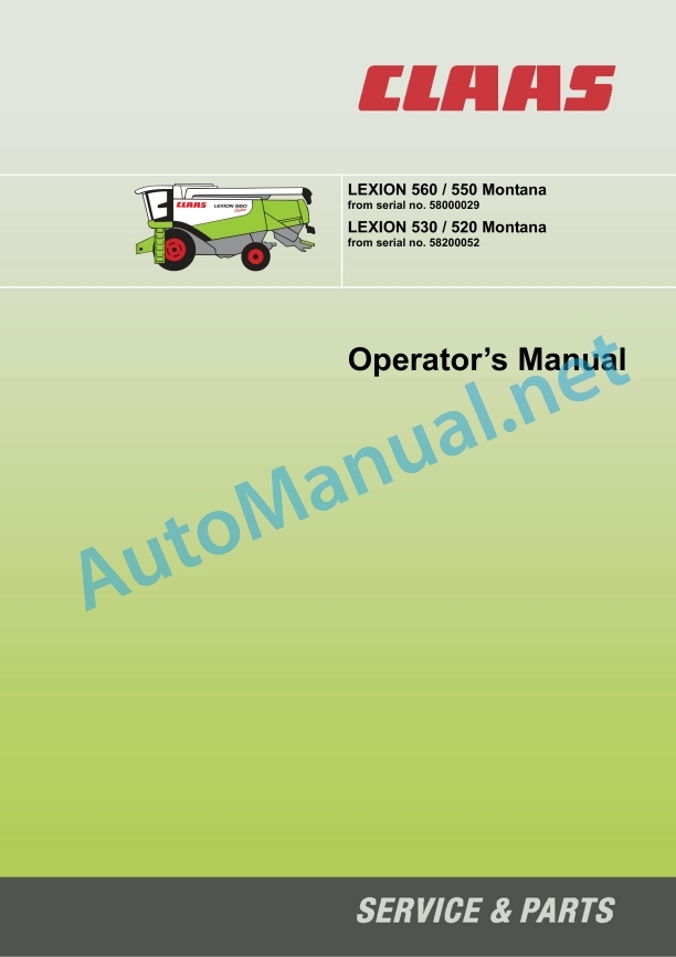 Claas Lexion 560-550 Montana (580) Combines Operator Manual EN 4 Claas Lexion 560-550 Montana (580) Combines Operator Manual EN - Image 4