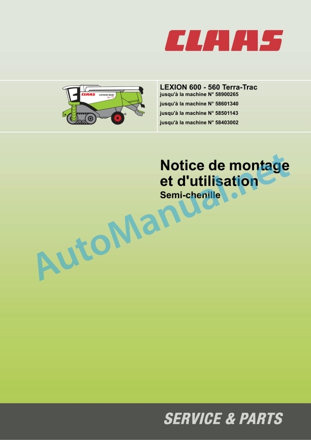 Claas Lexion 600 (589) Combines Operator Manual FR 3 Claas Lexion 600 (589) Combines Operator Manual FR - Image 3