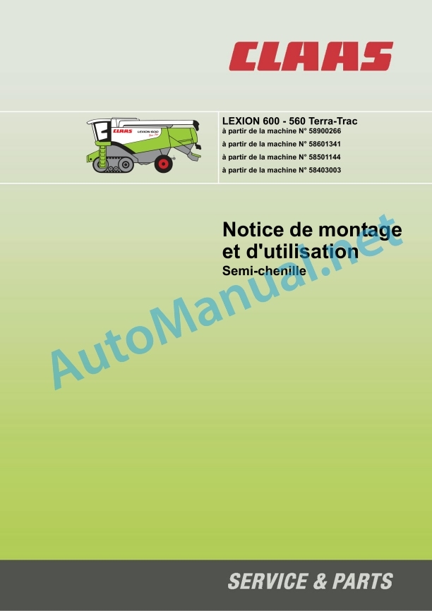 Claas Lexion 600 (589) Combines Operator Manual FR 4 Claas Lexion 600 (589) Combines Operator Manual FR - Image 4