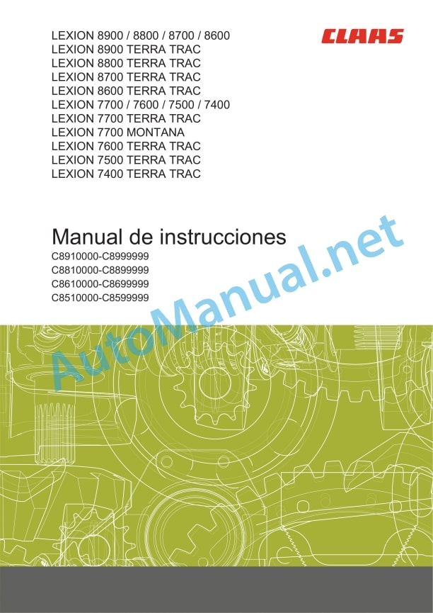 Claas Lexion 7500-7400 (C88) Combines Operator Manual ES 2 Claas Lexion 7500-7400 (C88) Combines Operator Manual ES - Image 2
