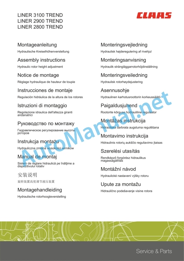 Claas Liner 2800 Trend Business (G24) Swathers Assembly Instruction EN 17 Claas Liner 2800 Trend Business (G24) Swathers Assembly Instruction EN - Image 17