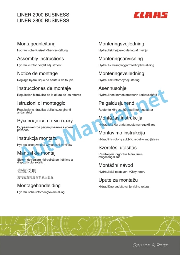 Claas Liner 2900 Trend Business (G25) Swathers Assembly Instruction EN 18 Claas Liner 2900 Trend Business (G25) Swathers Assembly Instruction EN - Image 18