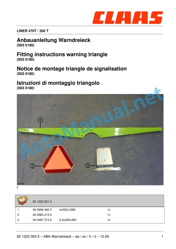 Claas Liner 350 S (601) Swathers Assembly Instruction EN 7 Claas Liner 350 S (601) Swathers Assembly Instruction EN - Image 7