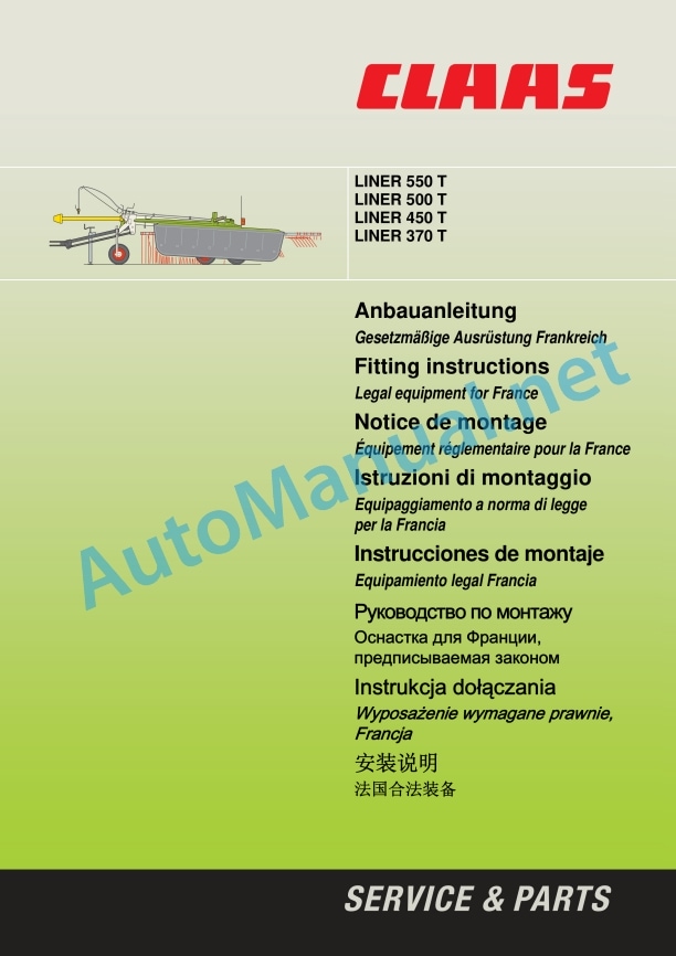 Claas Liner 370 (G10) Swathers Assembly Instruction EN 9 Claas Liner 370 (G10) Swathers Assembly Instruction EN - Image 9