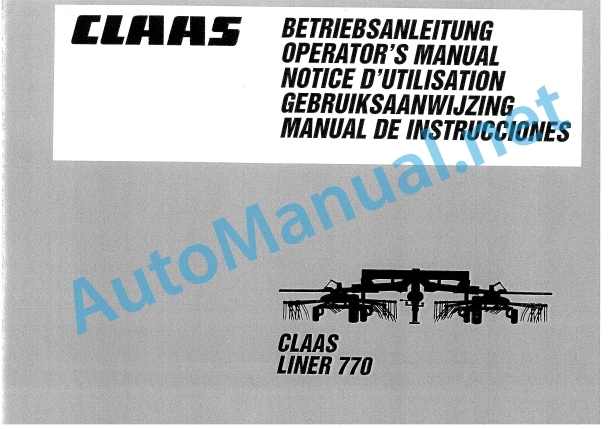 Claas Liner 770 (397) Swathers Operator Manual EN 2 Claas Liner 770 (397) Swathers Operator Manual EN - Image 2