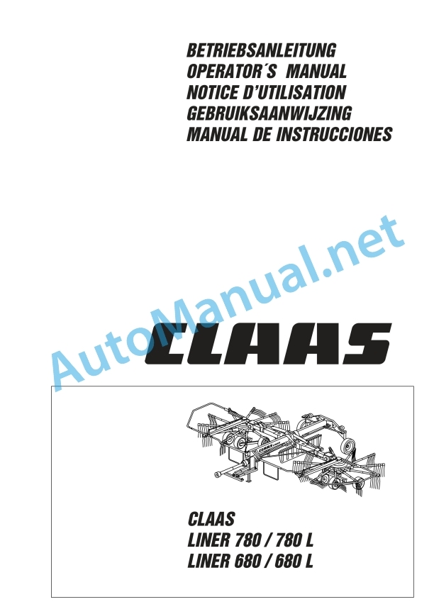 Claas Liner 780 (604) Swathers Operator Manual EN 2 Claas Liner 780 (604) Swathers Operator Manual EN - Image 2