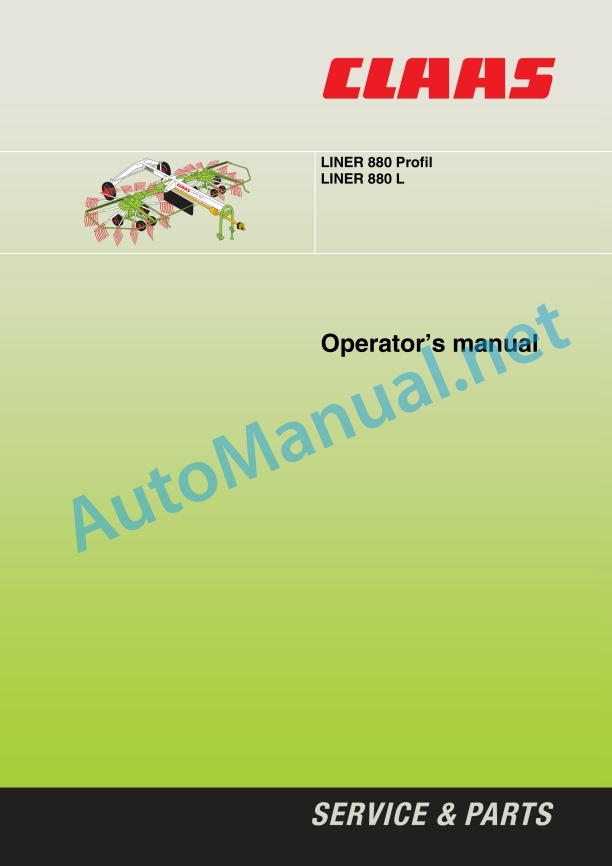 Claas Liner 880 (606) Swathers Operator Manual EN 2 Claas Liner 880 (606) Swathers Operator Manual EN - Image 2