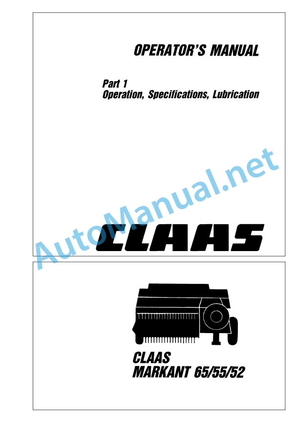 Claas Markant 55 (028) Balers Operator Manual EN 3 Claas Markant 55 (028) Balers Operator Manual EN - Image 3
