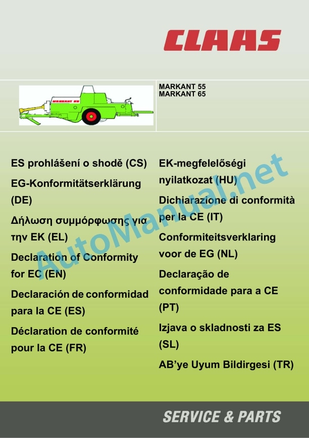 Claas Markant 55 (028) Balers Operator Manual EN 6 Claas Markant 55 (028) Balers Operator Manual EN - Image 6