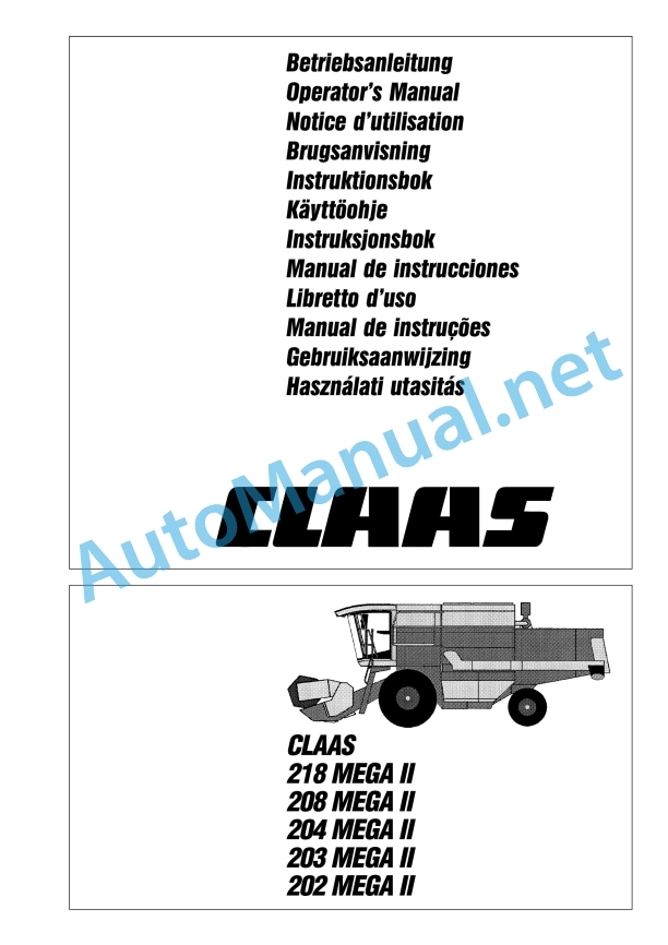 Claas Mega 202 (925) Combines Operator Manual FR 3 Claas Mega 202 (925) Combines Operator Manual FR - Image 3