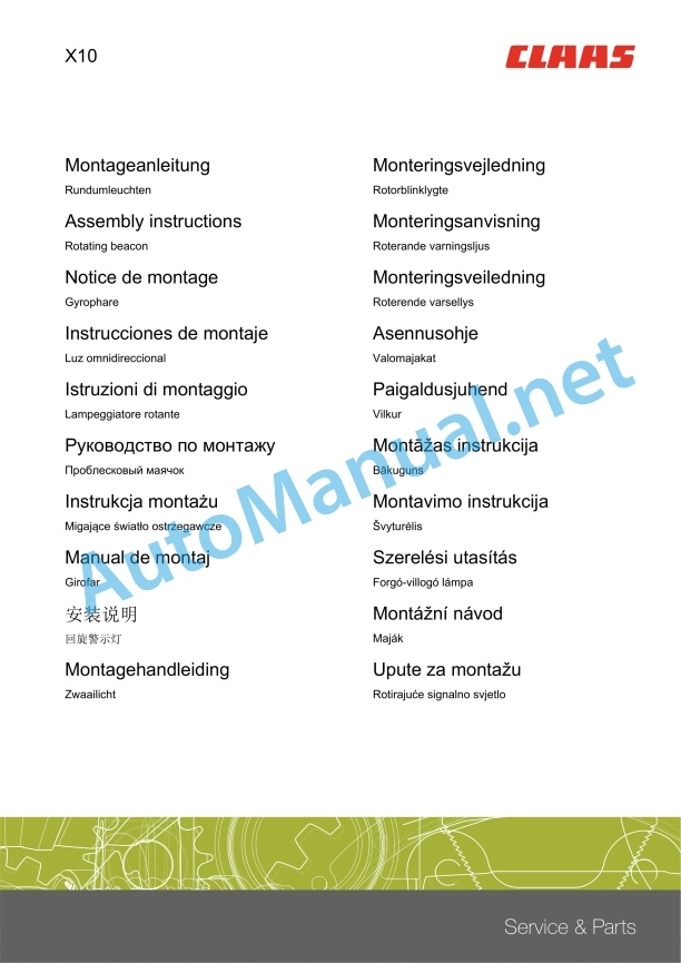 Claas Miscellaneous Assembly Instruction EN 11 Claas Miscellaneous Assembly Instruction EN - Image 11