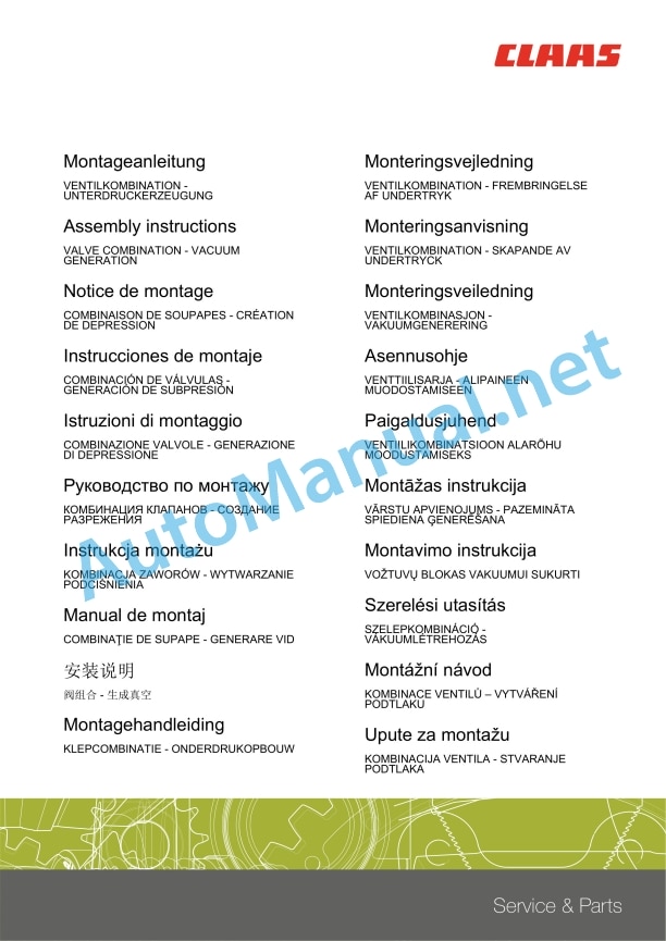 Claas Miscellaneous Assembly Instruction EN 2 Claas Miscellaneous Assembly Instruction EN - Image 2