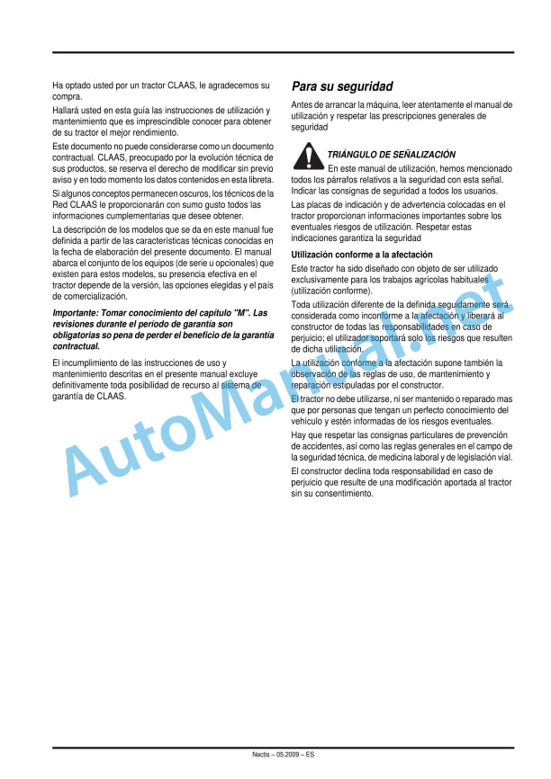 Claas Nectis 267-227 F 2+4Wd (A14) Tractors Operator Manual ES 2 Claas Nectis 267-227 F 2+4Wd (A14) Tractors Operator Manual ES - Image 2
