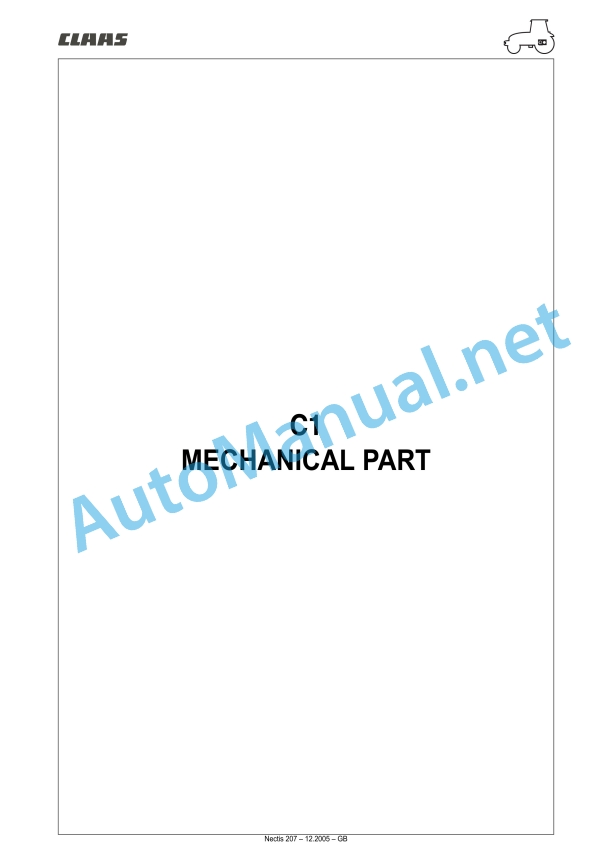 Claas Nectis Ve 237 227 217 2+4Wd (T14) Tractors Repair Manual EN 11 Claas Nectis Ve 237 227 217 2+4Wd (T14) Tractors Repair Manual EN - Image 11