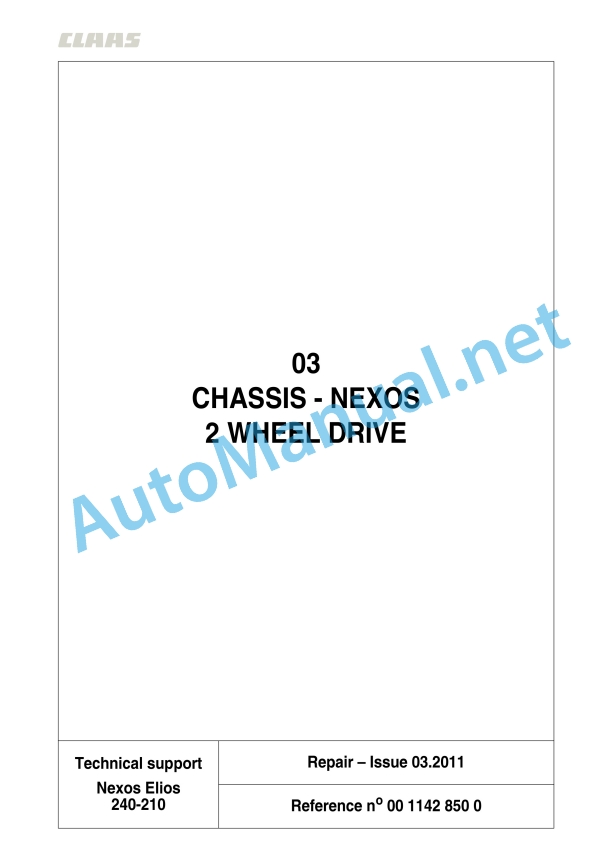 Claas Nexos Vl 240-210 (A26) Tractors Repair Manual EN 12 Claas Nexos Vl 240-210 (A26) Tractors Repair Manual EN - Image 12