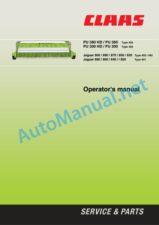 Claas Pu 300 Hd (428) Forage Harvesters Operator Manual EN 2 Claas Pu 300 Hd (428) Forage Harvesters Operator Manual EN - Image 2