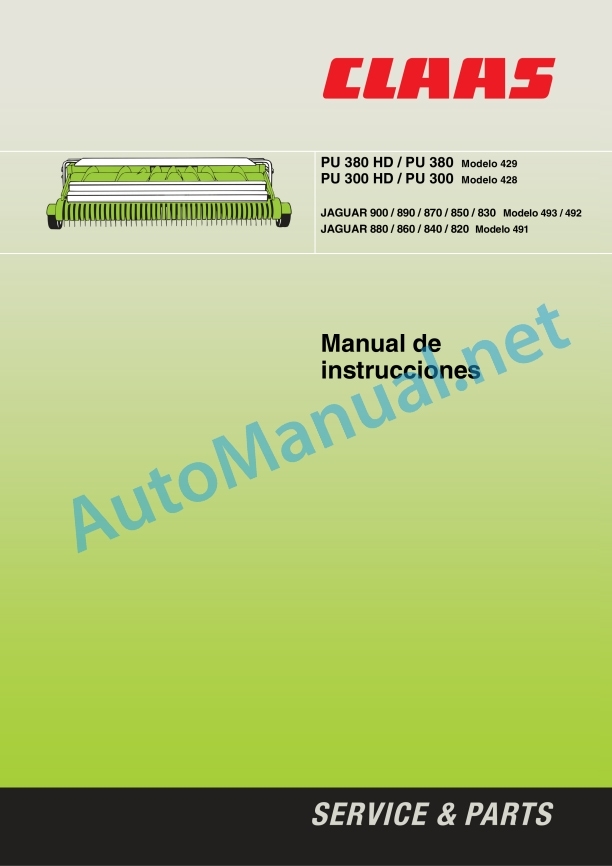 Claas Pu 380 Hd (429) Forage Harvesters Operator Manual ES 2 Claas Pu 380 Hd (429) Forage Harvesters Operator Manual ES - Image 2