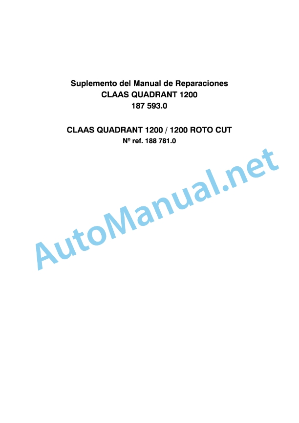 Claas Quadrant 1200 Rc (040) Baler Repair Manual ES 3 Claas Quadrant 1200 Rc (040) Baler Repair Manual ES - Image 3