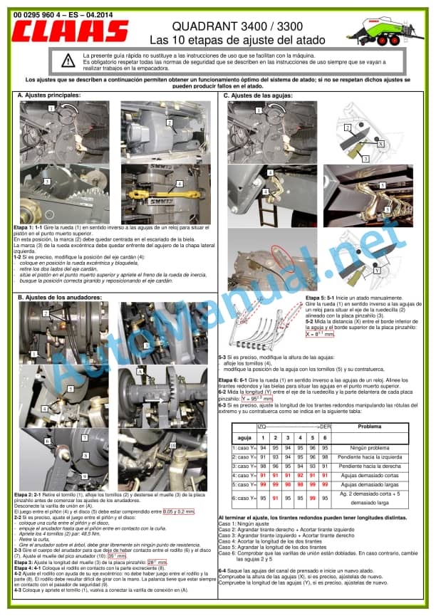 Claas Quadrant 3300 Rc Rf (757) Baler Operator Manual ES 3 Claas Quadrant 3300 Rc Rf (757) Baler Operator Manual ES - Image 3
