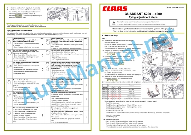 Claas Quadrant 4200 (J30) Balers Operator Manual EN 7 Claas Quadrant 4200 (J30) Balers Operator Manual EN - Image 7