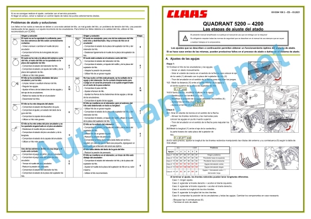 Claas Quadrant 5200 (J31) Baler Operator Manual ES 4 Claas Quadrant 5200 (J31) Baler Operator Manual ES - Image 4