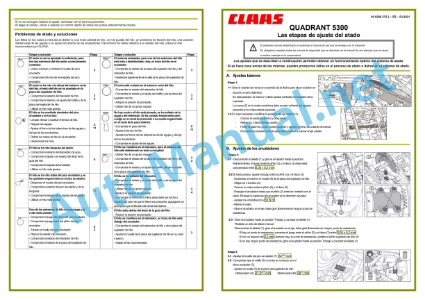 Claas Quadrant 5300 (J32) Baler Operator Manual ES 2 Claas Quadrant 5300 (J32) Baler Operator Manual ES - Image 2