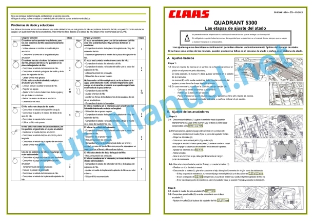 Claas Quadrant 5300 (J32) Baler Operator Manual ES 4 Claas Quadrant 5300 (J32) Baler Operator Manual ES - Image 4