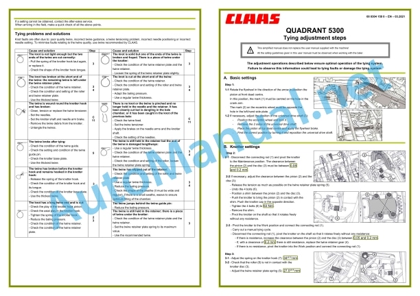 Claas Quadrant 5300 (J32) Balers Operator Manual EN 6 Claas Quadrant 5300 (J32) Balers Operator Manual EN - Image 6