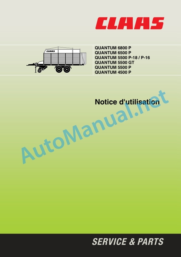 Claas Quantum 4500 P (696) Loader Wagon Operator Manual FR 2 Claas Quantum 4500 P (696) Loader Wagon Operator Manual FR - Image 2