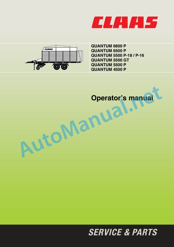 Claas Quantum 5500 P (698) Loader Wagons Operator Manual EN 2 Claas Quantum 5500 P (698) Loader Wagons Operator Manual EN - Image 2
