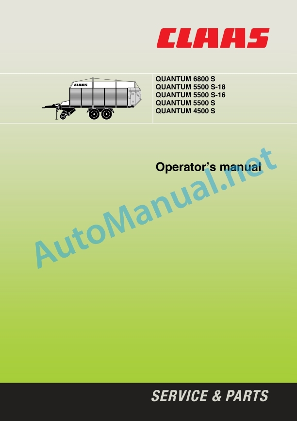 Claas Quantum 5500 S S16 S18 4500 S (614) Loader Wagons Operator Manual EN 4 Claas Quantum 5500 S S16 S18 4500 S (614) Loader Wagons Operator Manual EN - Image 4