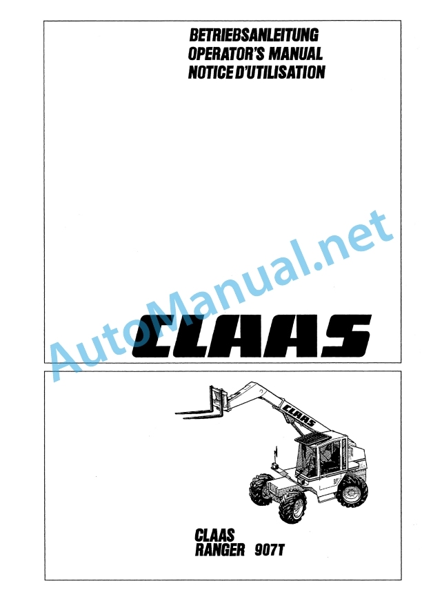 Alternative view of Claas Ranger 907 (484) Telehandlers Service Information EN