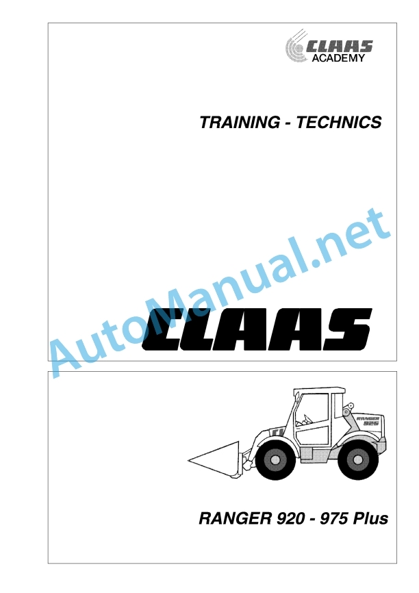 Alternative view of Claas Ranger 928, 925, 920 Und Plus (510) Telehandlers Service Information EN