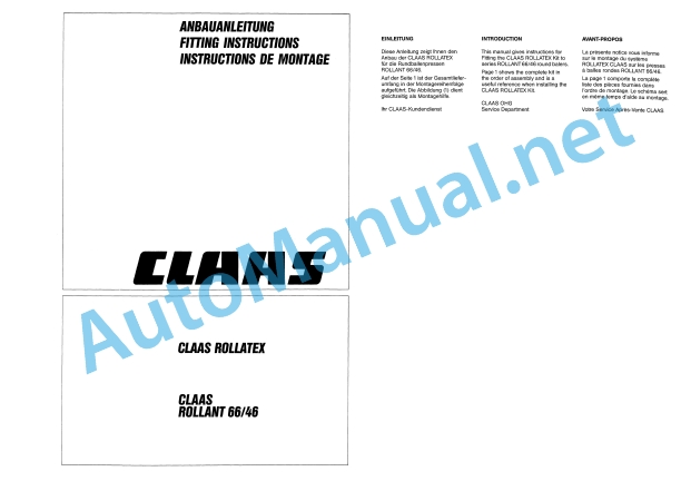 Alternative view of Claas Rollant 160 66 (008) Balers Assembly Instruction EN
