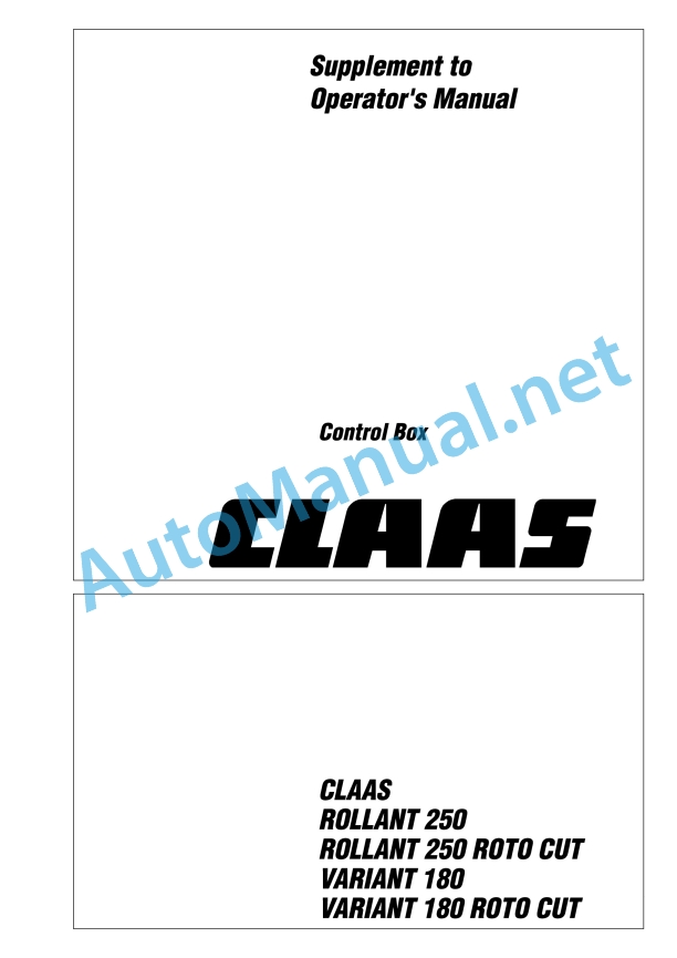 Claas Rollant 250 Rc (725) Balers Operator Manual EN 2 Claas Rollant 250 Rc (725) Balers Operator Manual EN - Image 2