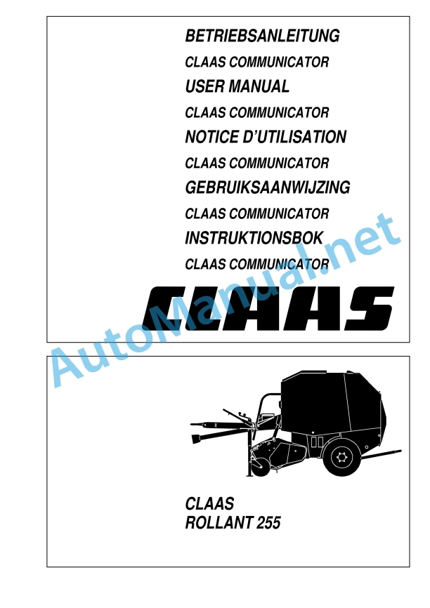 Claas Rollant 255 Rc (748) Balers Operator Manual EN 3 Claas Rollant 255 Rc (748) Balers Operator Manual EN - Image 3