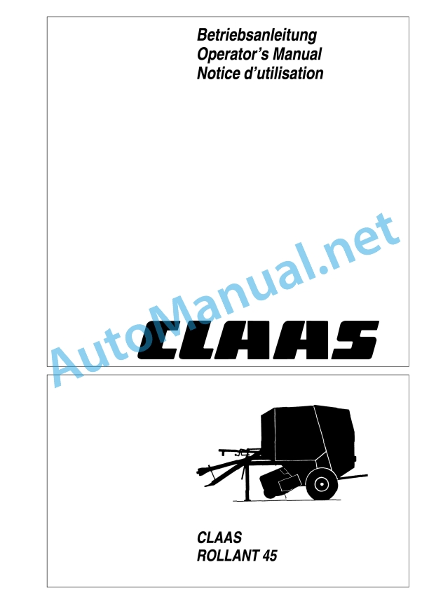 Claas Rollant 45 (009) Balers Operator Manual EN 3 Claas Rollant 45 (009) Balers Operator Manual EN - Image 3