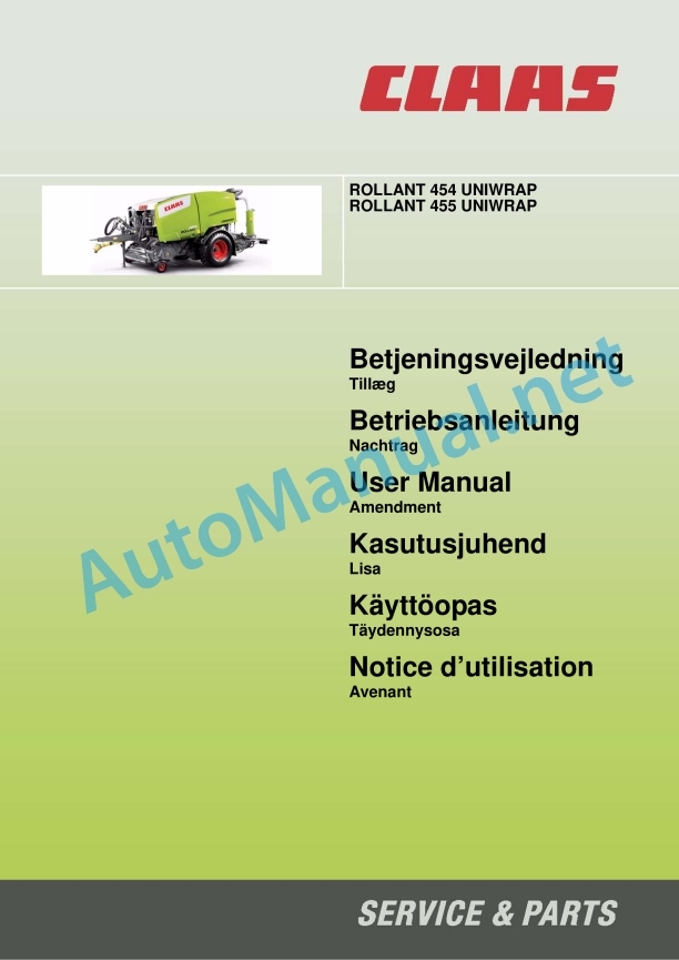 Claas Rollant 455 Uniwrap (750) Balers Operator Manual EN 5 Claas Rollant 455 Uniwrap (750) Balers Operator Manual EN - Image 5
