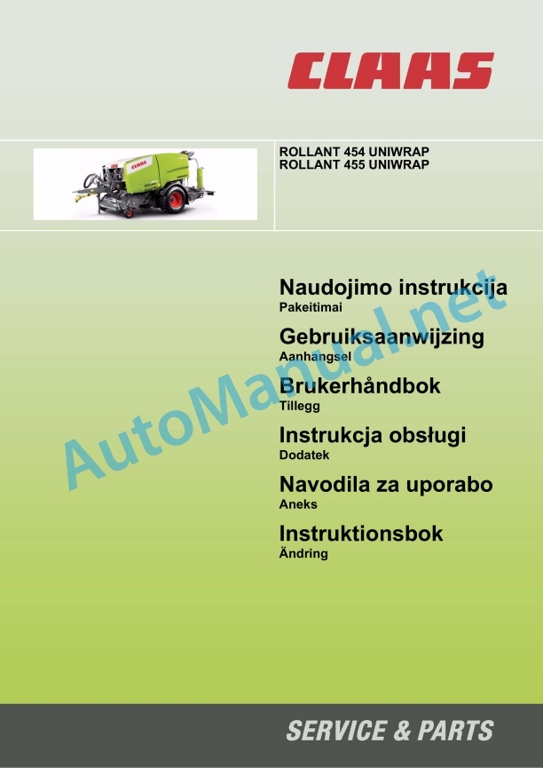 Claas Rollant 455 Uniwrap (750) Balers Operator Manual EN 6 Claas Rollant 455 Uniwrap (750) Balers Operator Manual EN - Image 6